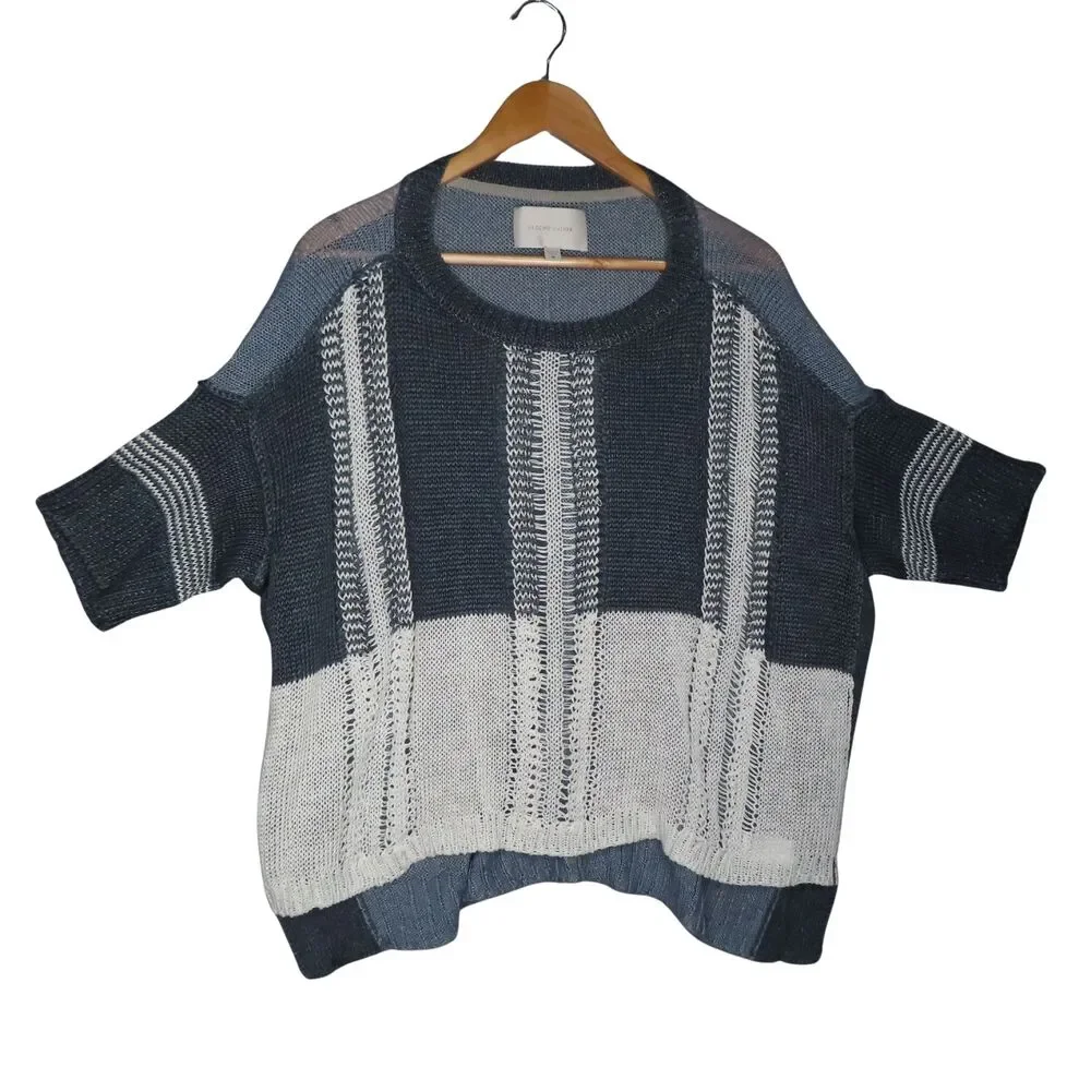 Bronchu Walker Women Sweater Medium Multicolor Linen Esposed Seam Boxy Open Knit